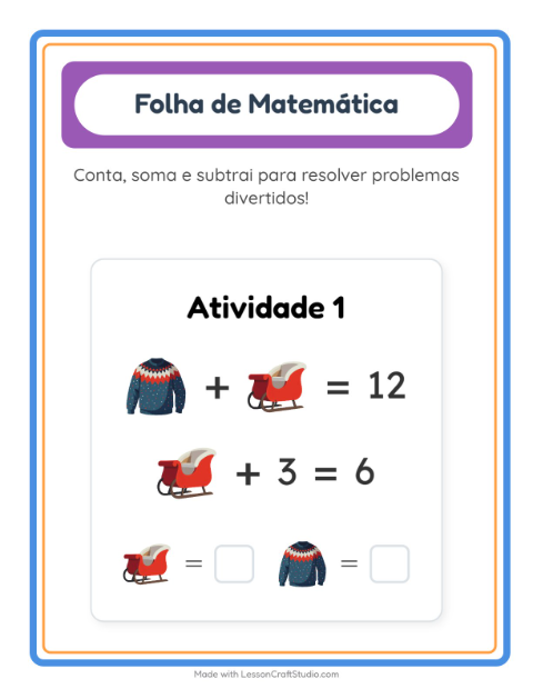Pré-visualização da ficha de Atividade De Matemática com Inverno para Educação infantil (pré-escola, 5-7 anos)