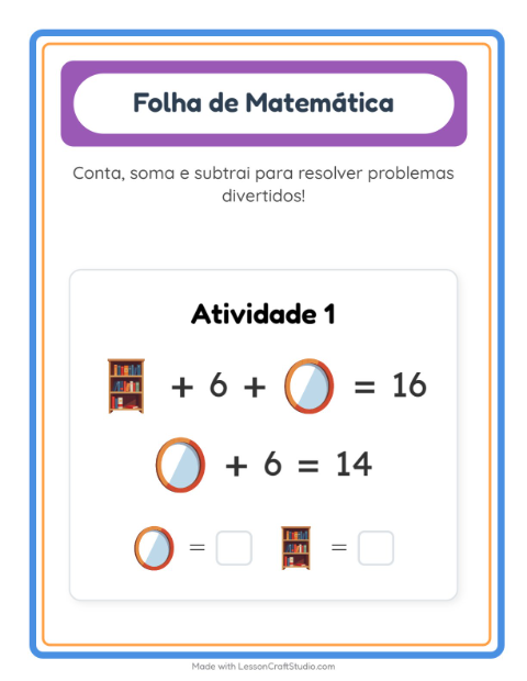 Pré-visualização da ficha de Atividade De Matemática com Móveis para Educação infantil (pré-escola, 5-7 anos)