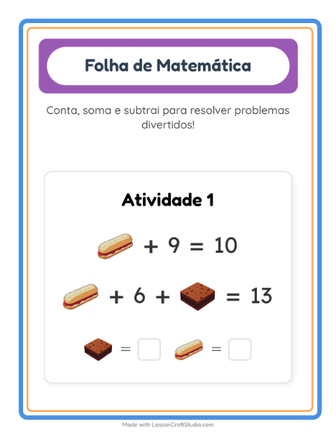 Pré-visualização da ficha de Atividade De Matemática com Padaria para Educação infantil (pré-escola, 5-7 anos)