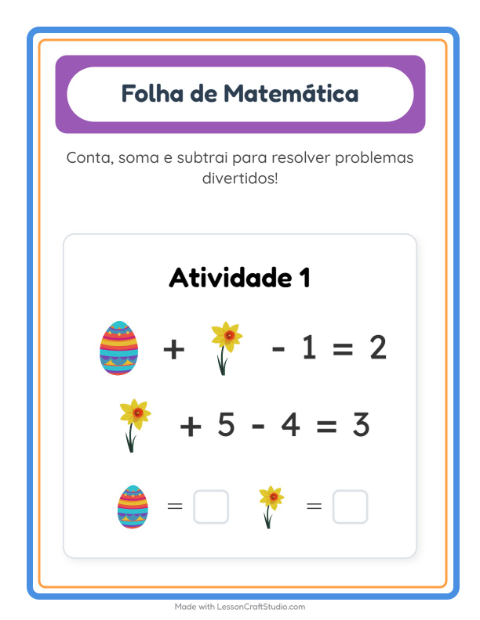 Pré-visualização da ficha de Atividade De Matemática com Páscoa para Educação infantil (pré-escola, 5-7 anos)