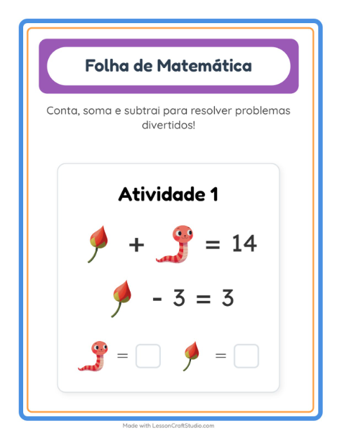 Pré-visualização da ficha de Atividade De Matemática com Primavera para Educação infantil (pré-escola, 5-7 anos)