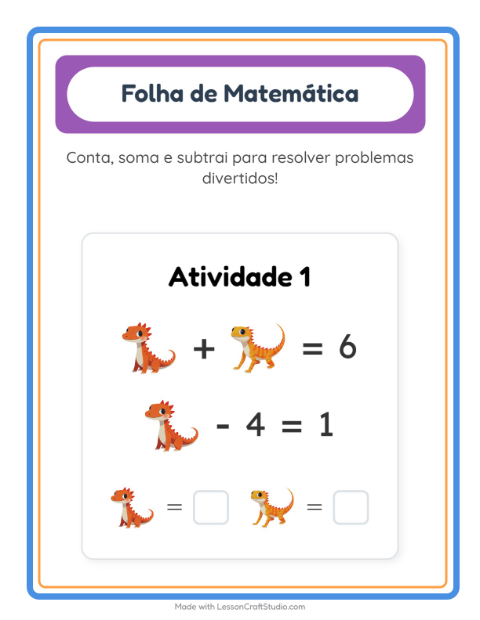 Pré-visualização da ficha de Atividade De Matemática com Répteis e anfíbios para Educação infantil (pré-escola, 5-7 anos)