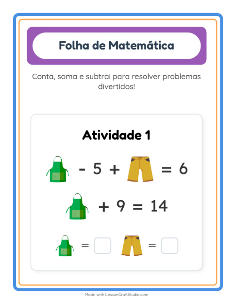 Pré-visualização da ficha de Atividade De Matemática com Roupas para Educação infantil (pré-escola, 5-7 anos)