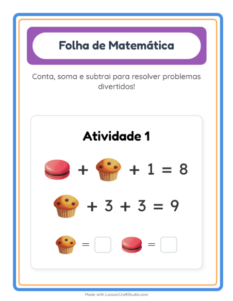 Pré-visualização da ficha de Atividade De Matemática com Sobremesas e doces para Educação infantil (pré-escola, 5-7 anos)