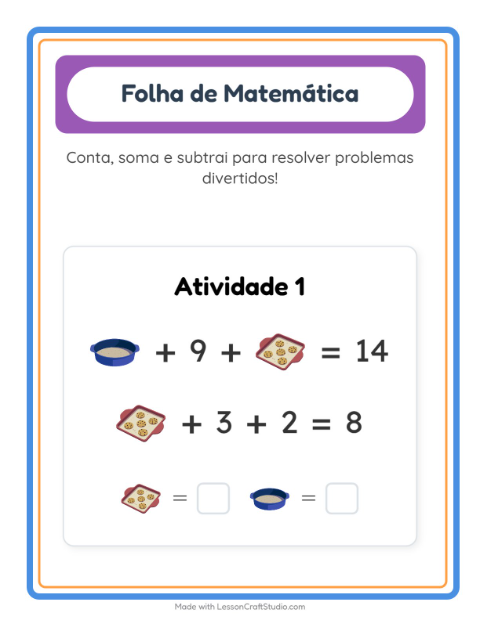 Pré-visualização da ficha de Atividade De Matemática com Utensílios de cozinha para Educação infantil (pré-escola, 5-7 anos)
