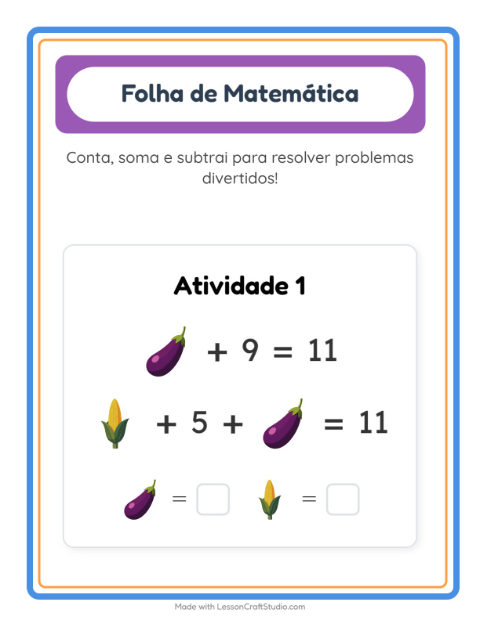 Pré-visualização da ficha de Atividade De Matemática com Vegetais para Educação infantil (pré-escola, 5-7 anos)