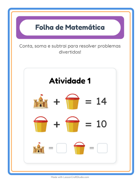 Pré-visualização da ficha de Atividade De Matemática com Verão para Educação infantil (pré-escola, 5-7 anos)