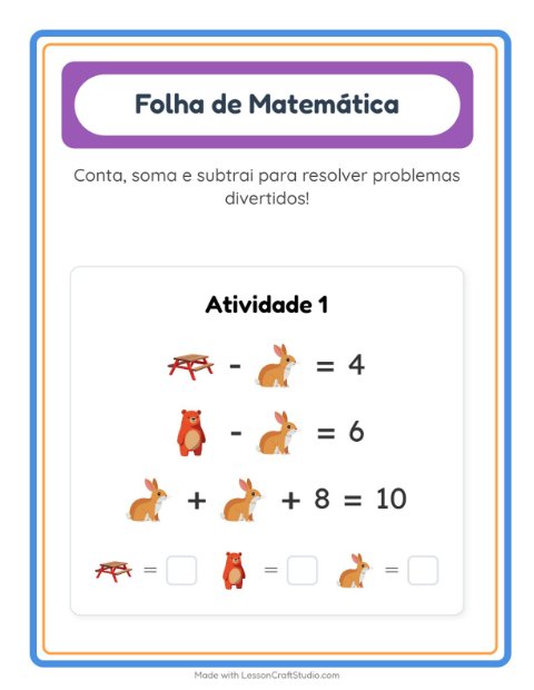 Pré-visualização da ficha de Atividade De Matemática com Acampamento para Educação infantil (pré-escola, 5-7 anos)