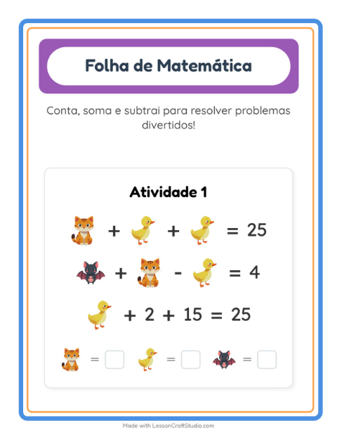 Pré-visualização da ficha de Atividade De Matemática com Animais para Educação infantil (pré-escola, 5-7 anos)