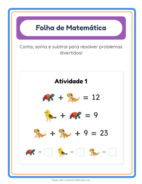 Pré-visualização da ficha de Atividade De Matemática com Animais de estimação para Educação infantil (pré-escola, 5-7 anos)