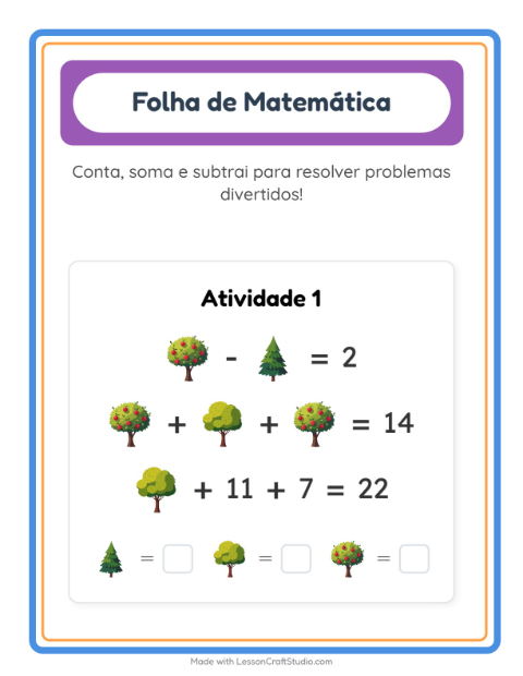 Pré-visualização da ficha de Atividade De Matemática com Árvores para Educação infantil (pré-escola, 5-7 anos)