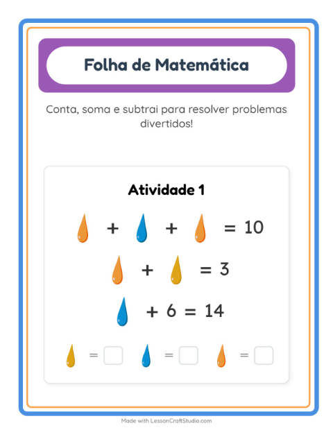 Pré-visualização da ficha de Atividade De Matemática com Cores para Educação infantil (pré-escola, 5-7 anos)