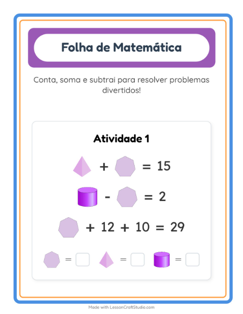 Pré-visualização da ficha de Atividade De Matemática com Formas para Educação infantil (pré-escola, 5-7 anos)