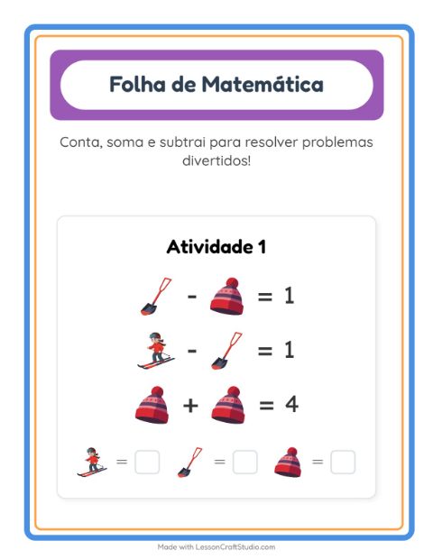 Pré-visualização da ficha de Atividade De Matemática com Inverno para Educação infantil (pré-escola, 5-7 anos)