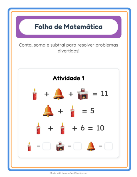 Pré-visualização da ficha de Atividade De Matemática com Natal para Educação infantil (pré-escola, 5-7 anos)