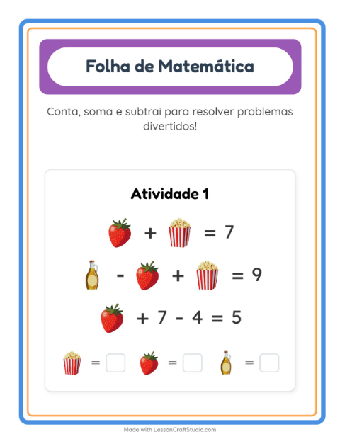 Pré-visualização da ficha de Atividade De Matemática com No supermercado para Educação infantil (pré-escola, 5-7 anos)