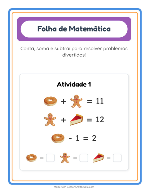 Pré-visualização da ficha de Atividade De Matemática com Padaria para Educação infantil (pré-escola, 5-7 anos)