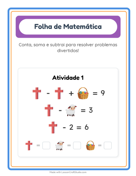 Pré-visualização da ficha de Atividade De Matemática com Páscoa para Educação infantil (pré-escola, 5-7 anos)