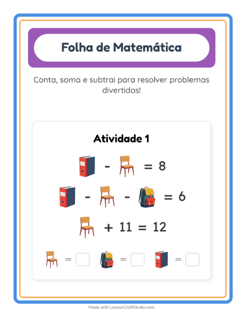 Pré-visualização da ficha de Atividade De Matemática com Sala de aula para Educação infantil (pré-escola, 5-7 anos)