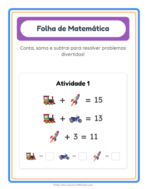 Pré-visualização da ficha de Atividade De Matemática com Veículos para Educação infantil (pré-escola, 5-7 anos)