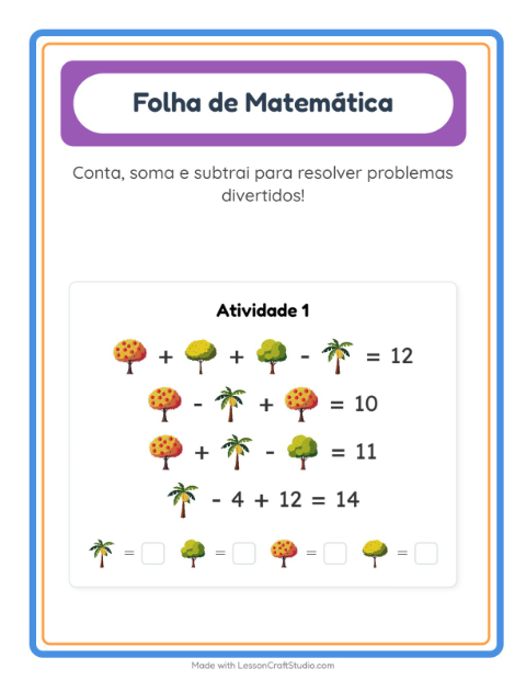 Pré-visualização da ficha de Atividade De Matemática com Árvores para Educação infantil (pré-escola, 5-7 anos)
