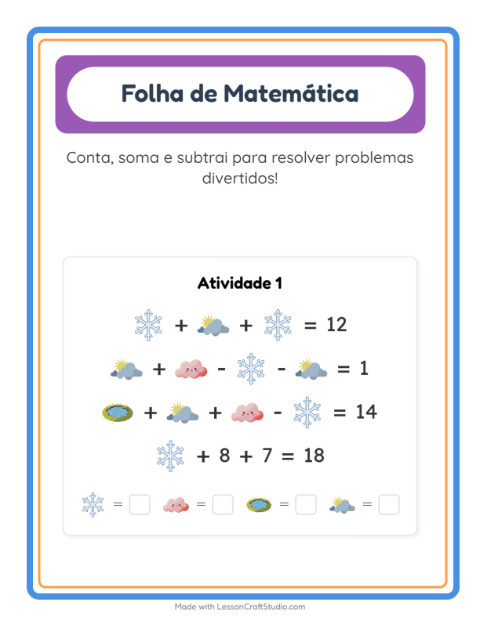 Pré-visualização da ficha de Atividade De Matemática com Clima para Educação infantil (pré-escola, 5-7 anos)