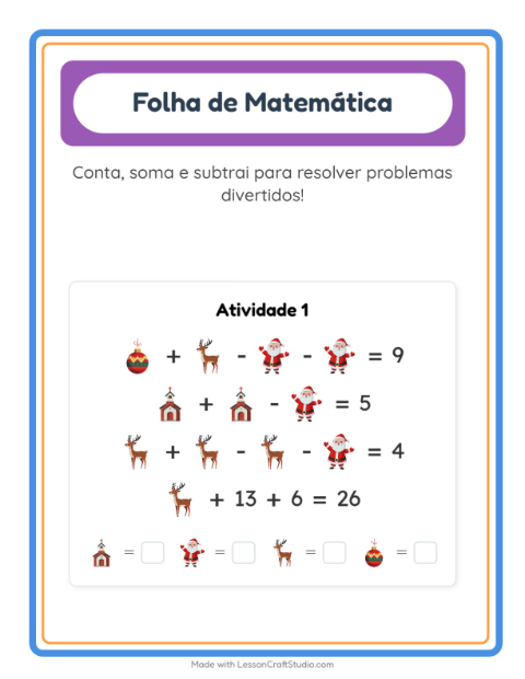 Pré-visualização da ficha de Atividade De Matemática com Natal para Educação infantil (pré-escola, 5-7 anos)
