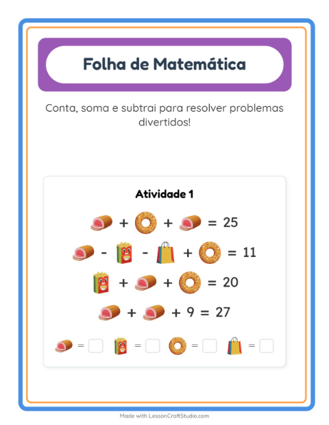 Pré-visualização da ficha de Atividade De Matemática com No supermercado para Educação infantil (pré-escola, 5-7 anos)