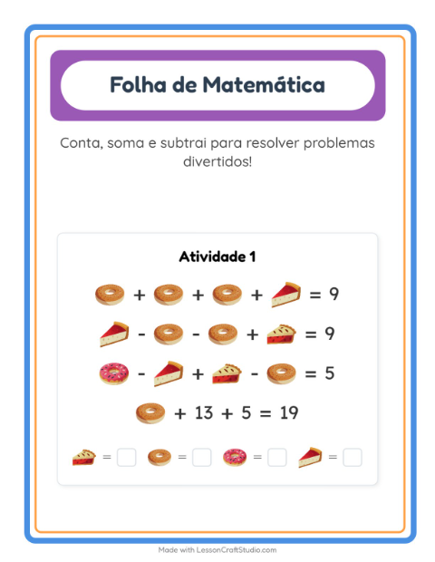 Pré-visualização da ficha de Atividade De Matemática com Padaria para Educação infantil (pré-escola, 5-7 anos)