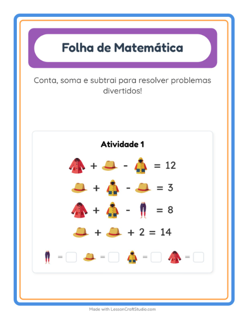Pré-visualização da ficha de Atividade De Matemática com Roupas para Educação infantil (pré-escola, 5-7 anos)