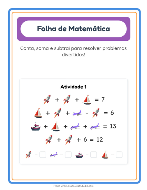 Pré-visualização da ficha de Atividade De Matemática com Veículos para Educação infantil (pré-escola, 5-7 anos)
