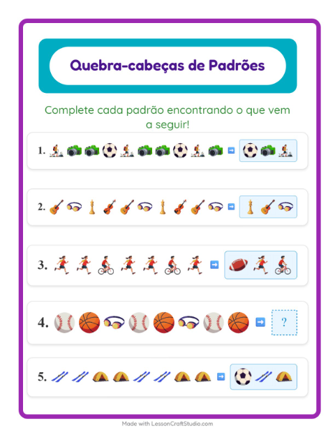 Pré-visualização da ficha de Atividade De Padrões com Atividades para 1º ano do ensino fundamental