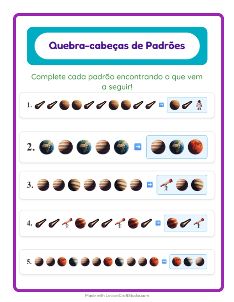 Pré-visualização da ficha de Atividade De Padrões com Espaço para 1º ano do ensino fundamental