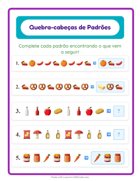 Pré-visualização da ficha de Atividade De Padrões com No supermercado para 1º ano do ensino fundamental