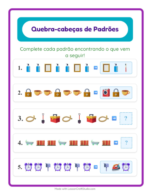 Pré-visualização da ficha de Atividade De Padrões com Pela casa para 1º ano do ensino fundamental