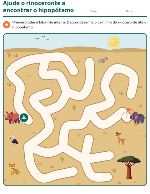 Pré-visualização da ficha de Atividades de labirinto para 1º ano do ensino fundamental