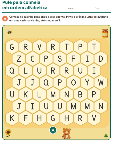 Prévia: Pule as letras em ordem: atravesse a colmeia do urso