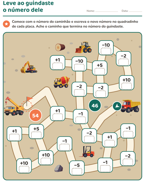 Prévia: Labirinto matemático até 100: leve ao guindaste o número dele