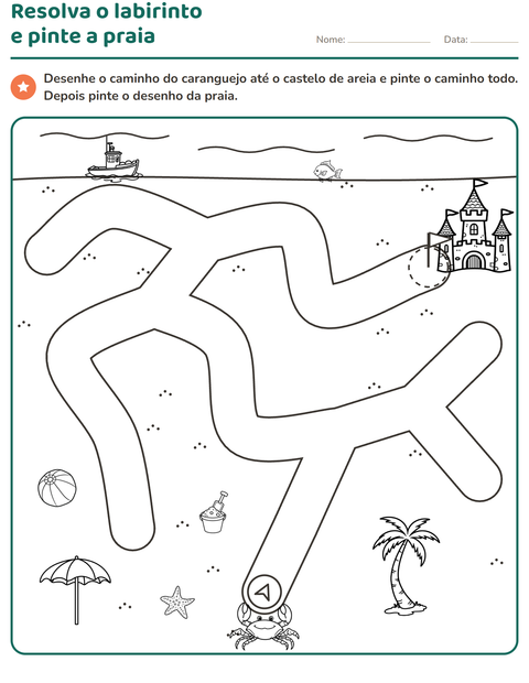 Pré-visualização da ficha de Atividades de labirinto para Educação infantil (pré-escola, 5-7 anos)