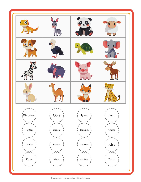 Prévia: Bingo de imagens: Animais – para a educação infantil