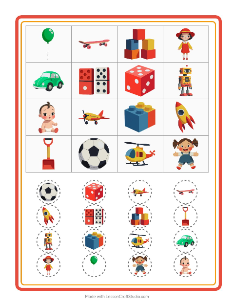 Bingo de imagens – Brinquedos