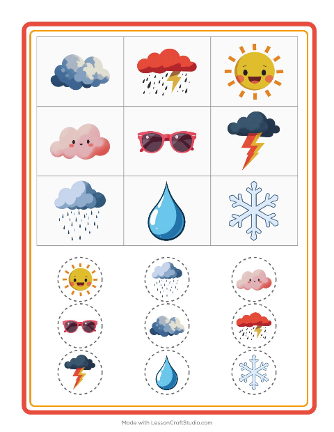 Pré-visualização da ficha de Bingo com Clima para Educação infantil (pré-escola, 5-7 anos)