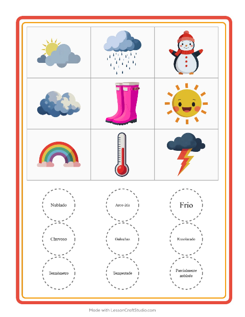 Pré-visualização da ficha de Bingo com Clima para Educação infantil (pré-escola, 5-7 anos)