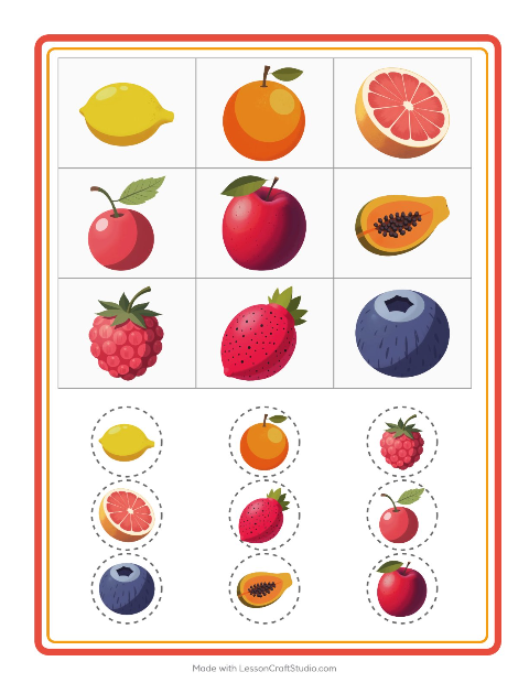 Pré-visualização da ficha de Bingo com Frutas para Educação infantil (pré-escola, 5-7 anos)