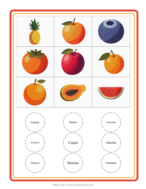 Pré-visualização da ficha de Bingo com Frutas para Educação infantil (pré-escola, 5-7 anos)