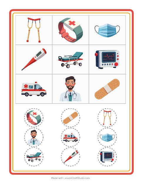 Pré-visualização da ficha de Bingo com Hospital para Educação infantil (pré-escola, 5-7 anos)