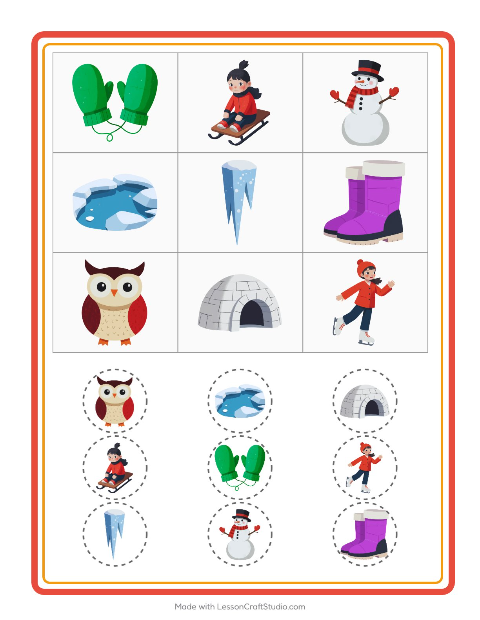 Pré-visualização da ficha de Bingo com Inverno para Educação infantil (pré-escola, 5-7 anos)