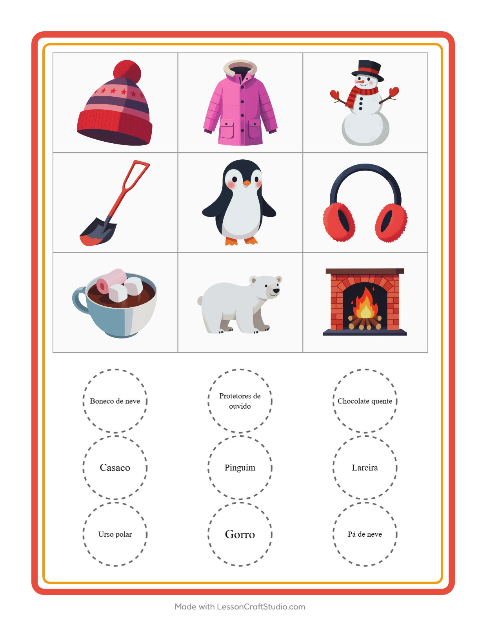 Pré-visualização da ficha de Bingo com Inverno para Educação infantil (pré-escola, 5-7 anos)