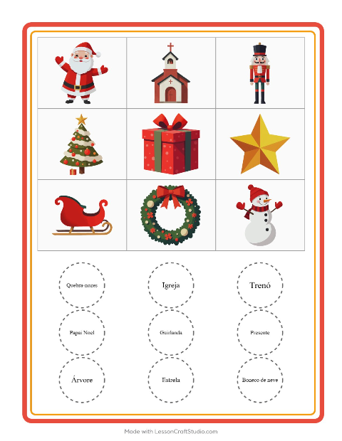 Pré-visualização da ficha de Bingo com Natal para Educação infantil (pré-escola, 5-7 anos)