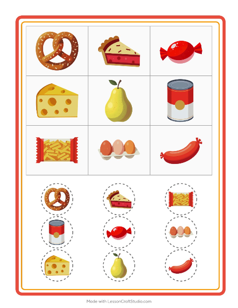 Pré-visualização da ficha de Bingo com No supermercado para Educação infantil (pré-escola, 5-7 anos)